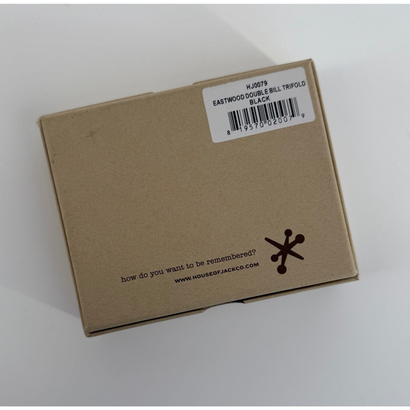 House of Jack Mens Wallet Eastwood Double Bill Black Leather Card Slots Trifold - Picture 7 of 7